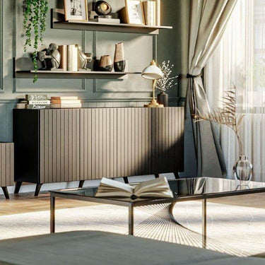 Atlantis Elegant Matte Black Wide Four-Door Sideboard with Internal Shelves - UK Luxury Furniture